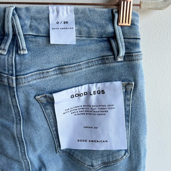 Good American Skinny Jeans Womens Size 0/25 Blue Light Wash Button Fly NWT - Picture 4 of 9